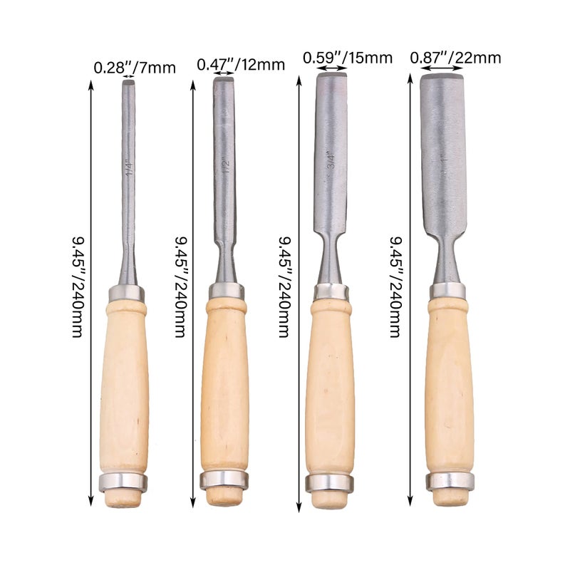 Homeswitch 4PCS Semicircle Wood Carving Hand Chisel Tool Set Woodworking Gouges - Image 5